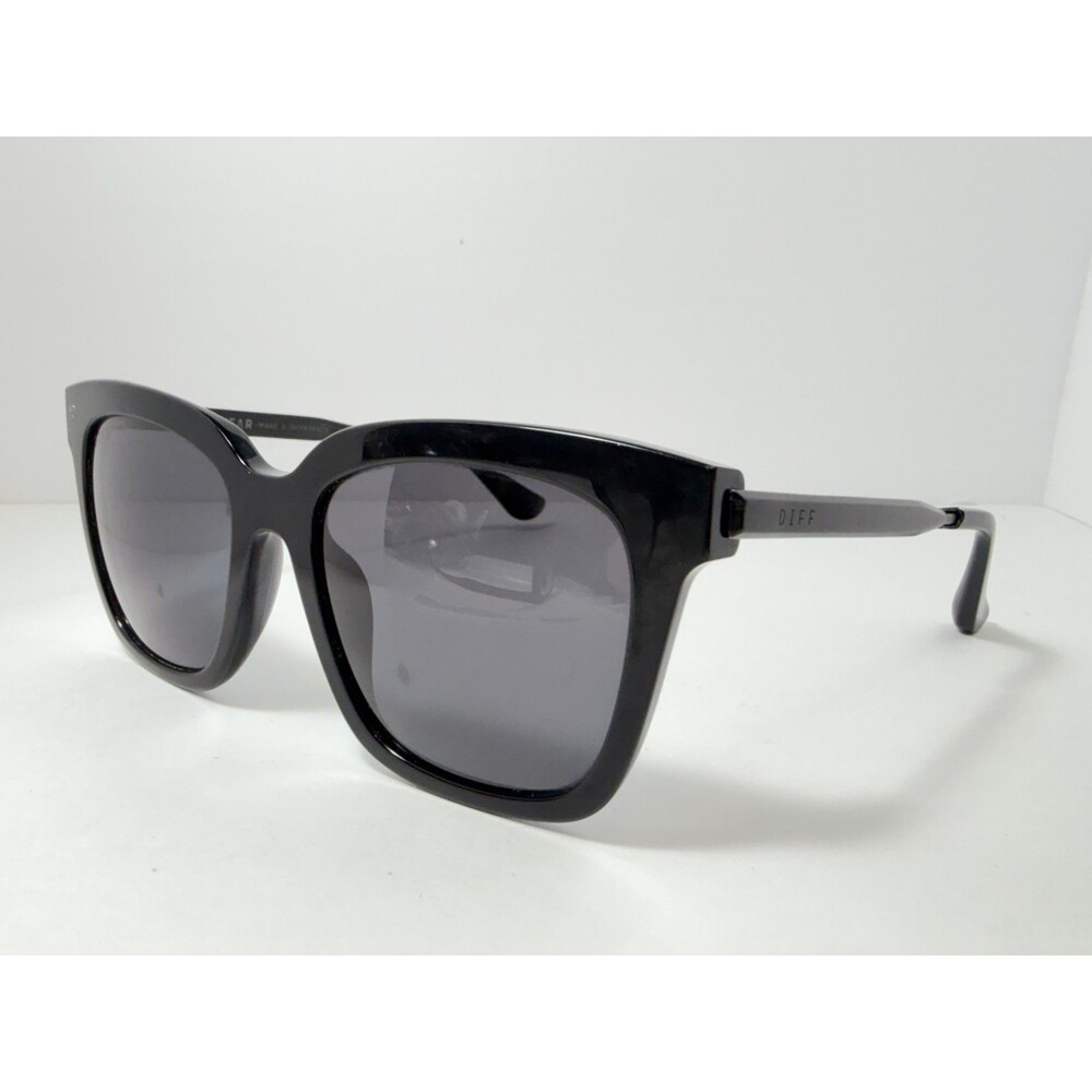 DIFF Eyewear Bella BK GR10P Polarized Square Sunglasses Black Frame Gray Lens